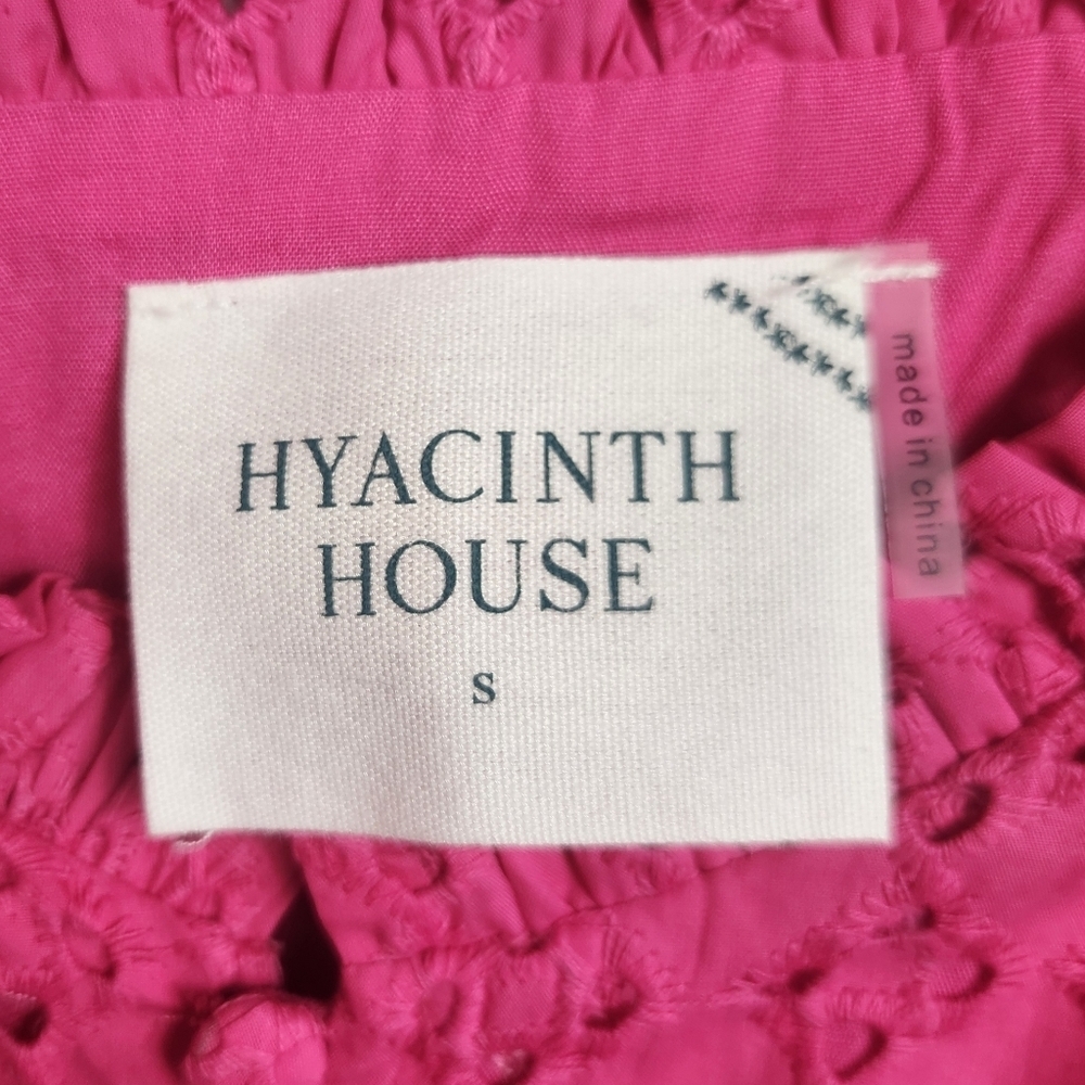 Tuckernuck Hyacinth House Pink Eyelet Midi Dress Ruffle Hem Preppy S - Picture 13 of 15